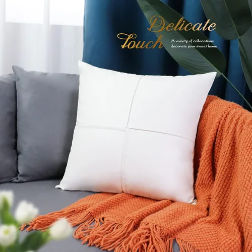 Vista 93 de BRAWARM Fundas de Almohada Decorativas de Cuero Sintético 12 X 20 Pulgadas, Fundas de Almohada Lumbar de Cuero Naranja Paquete de 2, Almohadas