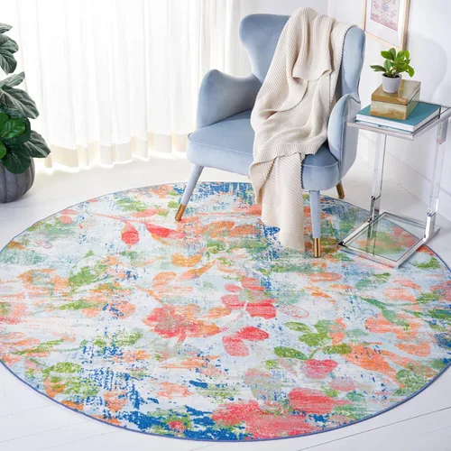 Vista 9 de SAFAVIEH Colección de pinceles de pintura para alfombras lavables, 4 pies 4 pulgadas x 6 pies, azul marino y naranja, antideslizante y fácil