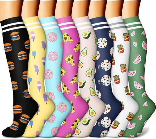 Vista 28 de CHARMKING Calcetines de compresión para mujeres y hombres para circulación (8 pares) 15-20 mmHg, mejor soporte para ciclismo atlético