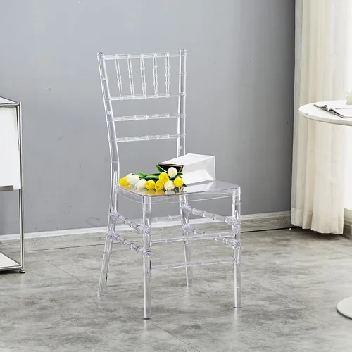 Vista 5 de KAIHAOWIN Chiavari - Silla de comedor de acrílico transparente Morden para eventos, bodas, fiestas, recepción, transparente