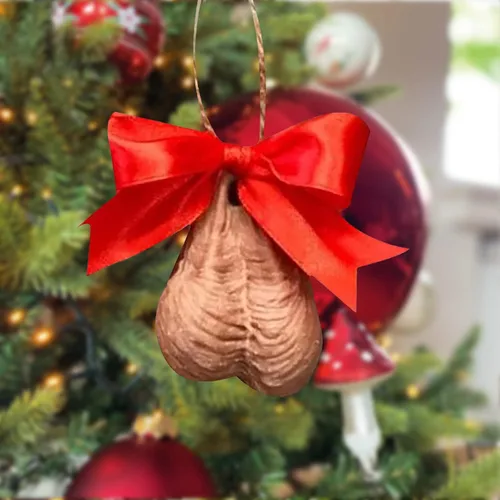 Vista 7 de Colgante de Navidad 3D, divertidos adornos de huevo para árbol, decoraciones colgantes hechas a mano para amigos y familiares (A, 1 unidad)