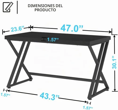 Vista 2 de LVB Escritorio moderno negro de la oficina del metal y de madera
