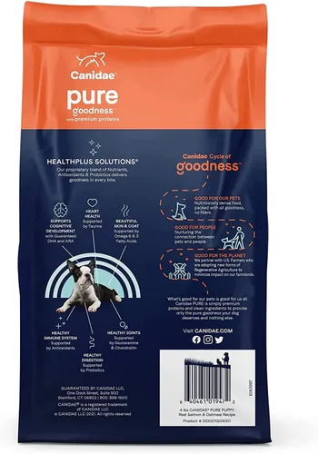 Vista 3 de CANIDAE Pure Puppy - Comida seca para perros, receta de salmón y avena, con galletas de salmón y batata