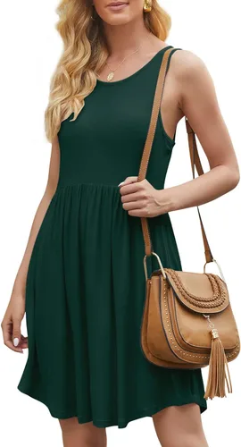 Vista 4 de HiMONE Women's 2023 Sleeveless Loose Plain Dresses Casual Short Dress with Pocket