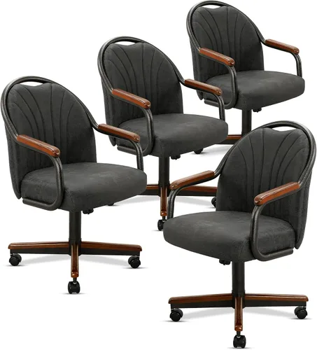 Vista 12 de Chromcraft Juego de 1 silla, silla con ruedas dobles suaves para cocina