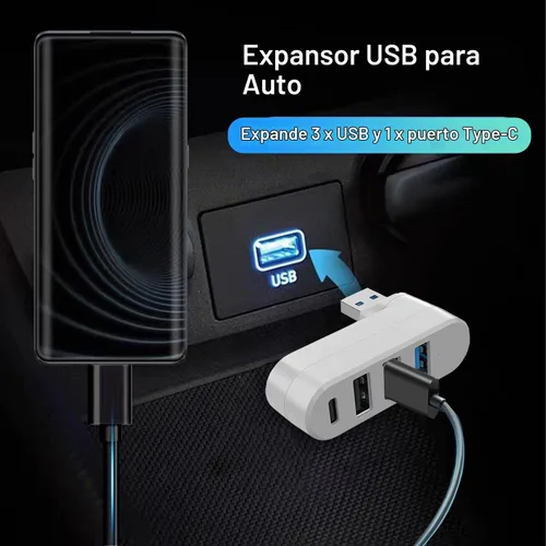 Vista 5 de VIENON Hub USB 3.0 de 4 puertos [90/180 giratorio], divisor USB con 3 puertos USB y 1 puerto USB C de alimentación/datos, extensor USB