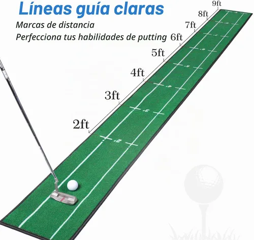 Vista 5 de Golf Putting Mat Indoor & Outdoor with Distance Markers Anti Slip Backing