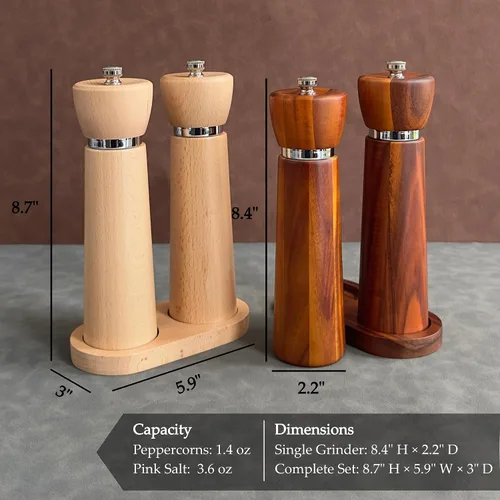 Vista 9 de TLYSXPRO Molinillo de pimienta de madera, molinillo de pimienta recargable con mecanismo de cerámica de gran tamaño ajustables mejoradas, molinillo