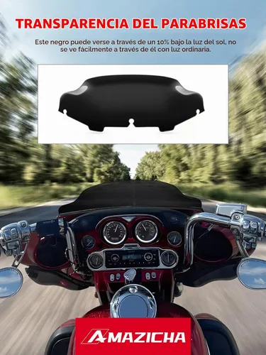 Vista 3 de Amazicha Parabrisas delantero negro de 6 pulgadas compatible con Harley Electra Street Glide Touring 1996-2013