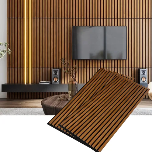 Vista 16 de Woody Walls Paneles de pared de madera acústica para decoración de paredes interiores, juego de 2 paneles de madera sin costuras para paredes, pared