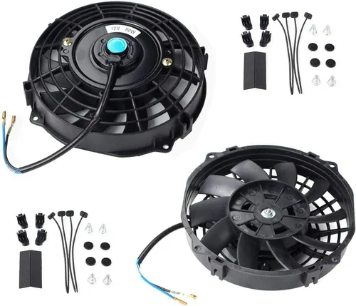 Vista 7 de 7" 12V Universal Slim Cooling Fan Push Pull Kit de montaje de ventilador de refrigeración para radiador eléctrico (paquete de 2) Negro