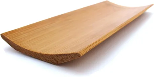 Vista 7 de Bandeja rectangular de bambú reutilizable para sushi de 7 x 2.8 pulgadas, 10