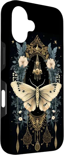 Vista 3 de iPhone 16 Celestial Moth Witchy Butterfly Botanical Moon Boho Flowers Case