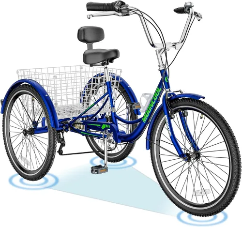 Vista 16 de ABORON Triciclo para adultos, bicicleta de 3 ruedas para adultos, triciclo para adultos, llantas de doble pared, triciclo para mujeres y hombres