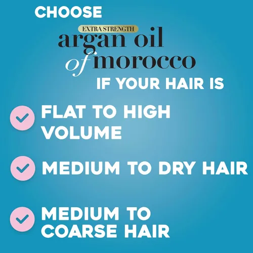 Vista 3 de OGX Champú extra fuerte hidratante y reparación + aceite de argán de Marruecos para cabello seco y dañado, aceite de argán prensado en frío