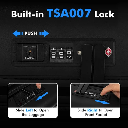 Vista 7 de S AFSTAR Safstar - Equipaje de 20 pulgadas, equipaje de mano de aluminio con bloqueo TSA, bolsillo frontal, mango de 4 niveles, puerto de carga USB