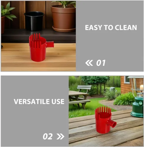 Vista 3 de Fruit Harvesting Tool Basket Comb with Ergonomic Handle, Red Plastic