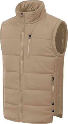 Vista 18 de Chrisuno Chaleco de esquí acolchado de invierno ligero para hombre, ropa de abrigo plegable Verde militar