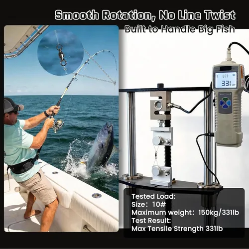 Vista 3 de FishTrip Eslabones Giratorios de Pesca con Rodamiento de Bolas 30/50 piezas 0#-10# Aparejo de Pesca con Anillo de Soldadura Sólida de Acero