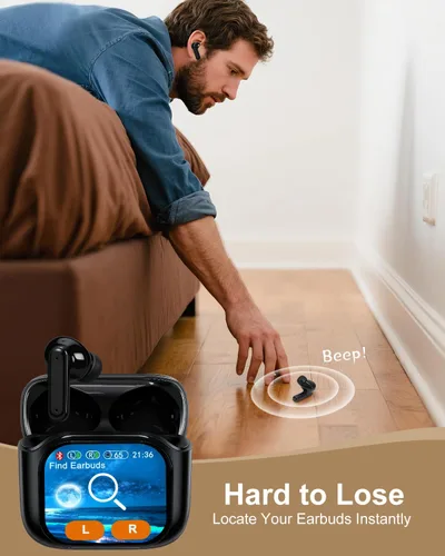 Vista 10 de Auriculares inteligentes con pantalla táctil, auriculares de pantalla táctil, auriculares inalámbricos Bluetooth 5.4, auriculares táctiles