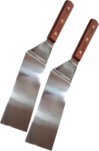 Vista 2 de Sunrise Kitchen Supply Espátula giratoria de acero inoxidable (6"x3" + 8"x3")