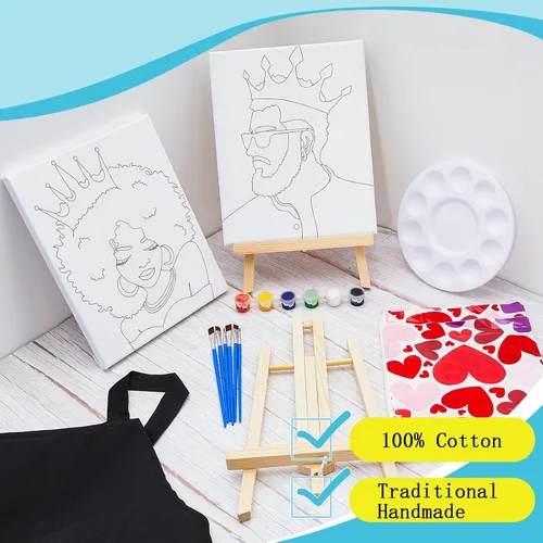 Vista 4 de Yeaqee Kit de 13 piezas de pintura y sorbo para adultos, lienzo elástico, para citas, noche, San Valentín, suministros de pintura, juego de pintura