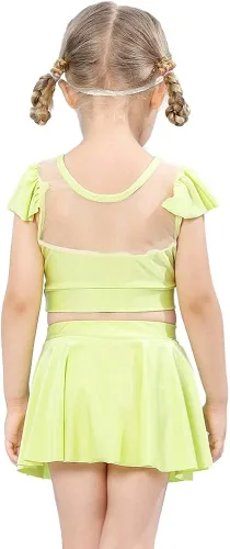 Vista 6 de MYRISAM Traje de baño tankini de dos piezas para niñas, con volantes, playa, surf, natación, bikini
