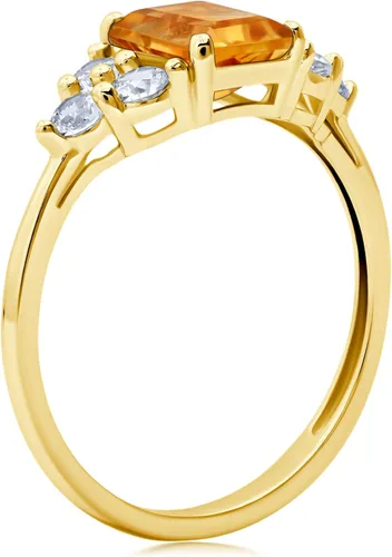 Vista 3 de Anillo de oro amarillo o blanco de 10 quilates para mujer con piedras preciosas de corte esmeralda y detalles de zafiro blanco creados, anillo