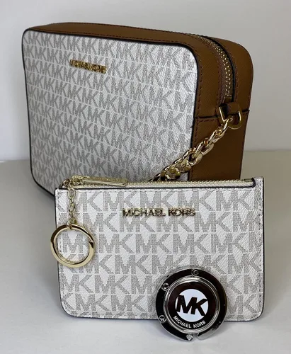 Vista 2 de Michael Kors Bolso cruzado Jet Set para mujer Signature Mk Vanilla