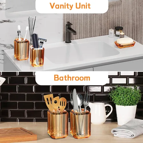 Vista 4 de Juego de accesorios de baño, juego de 4 piezas de accesorios de baño acrílico de alta calidad con dispensador de jabón de loción, taza de enjuague
