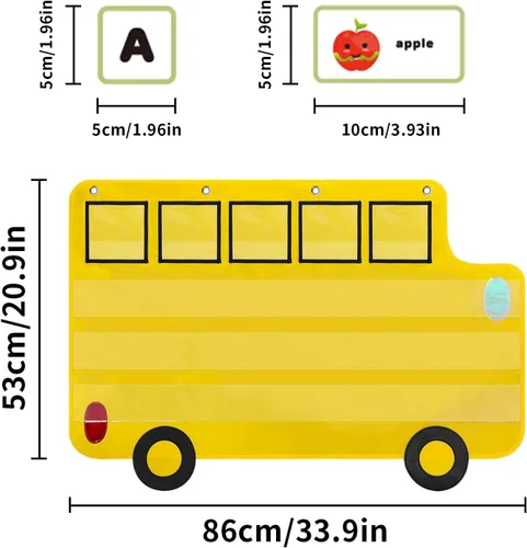 Vista 4 de Tabla de bolsillo de construcción de palabras, gráfico educativo en forma de autobús, gráficos de bolsillo para el aula para niños, recursos