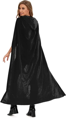 Vista 3 de Capa de Raven para mujer, capa con capucha para mujer, capa roja de Caperuca, capa morada con capucha, capa de cosplay de cuervo, capa morada