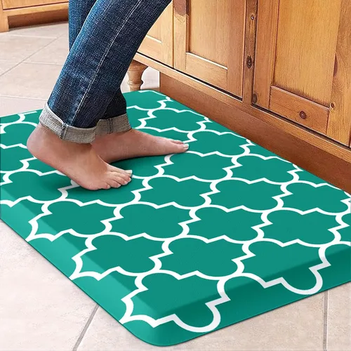 Vista 90 de WISELIFE Tapete de cocina acolchado antifatiga, 17.3 x 28 pulgadas, antideslizante, resistente, de PVC, ergonómico, impermeable, cómodo
