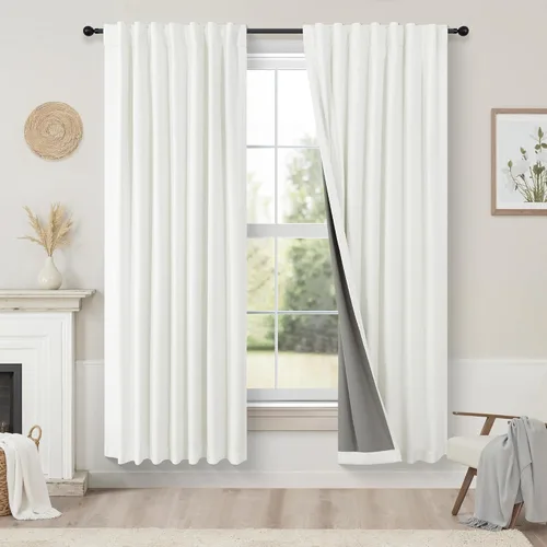Vista 71 de Pitalk Cortinas cortas 100% opacas de lino para cafetería, 40 pulgadas de largo, 2 paneles, cortinas de puerta francesa para ventana, cortina