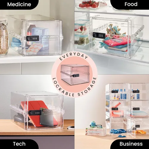 Vista 3 de Lockabox One™ Caja de Seguridad Premium Caja de Seguridad con Cerradura de Combinación Mediana para Alimentos, Medicamentos y Seguridad