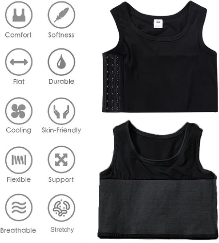 Vista 3 de XUJI - Camiseta compresora sin mangas de algodón transpirable para mujer, con banda elástica y colores (M-6XL)