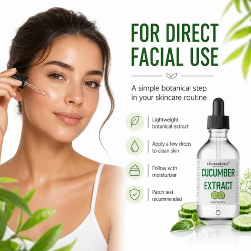 Vista 3 de t.botanicals Extracto de pepino puro, glicerito líquido, suero sin alcohol para mascarilla de lavado facial, formulaciones cosméticas corporales