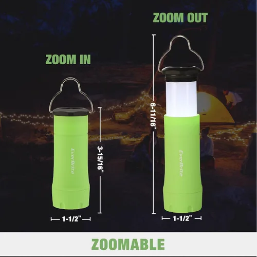Vista 4 de EverBrite Mini Linternas y Faroles 2 en 1, Combo de Linterna con Zoom con 3 Modos, Artículos Esenciales para Acampar, Farol de 2 Piezas a Batería