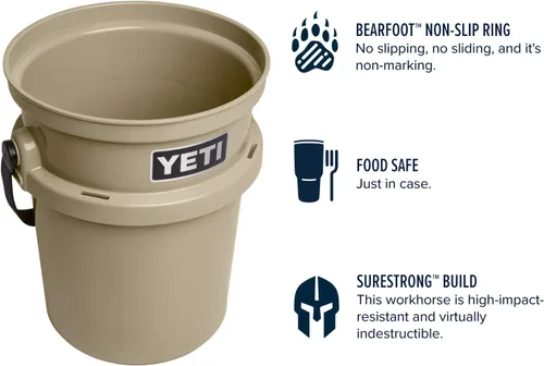 Vista 3 de Cubeta YETI Loadout de 5 galones, resistente a impactos, para pesca y otros usos Canela