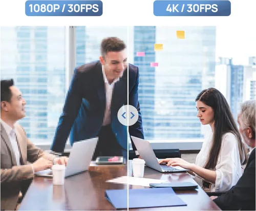 Vista 2 de Enther Cámara web MAXHUB 4k, cámara web con micrófono para computadora con micrófono con cancelación de ruido, enfoque automático rápido