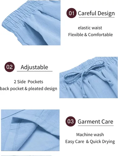 Vista 5 de COOFANDY Conjunto de 2 piezas de lino para hombre, camiseta Henley de manga corta y pantalones cortos de verano para la playa y yoga, Azulclaro