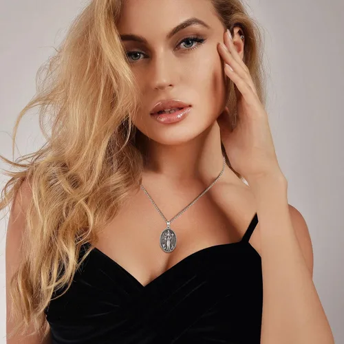Vista 44 de EUDORA Collar de plata de ley 925 con moneda Hécate, Athena, Perséfono, Nyx, diosa de la luna triple, diosa celta, rueda de Hécate, llave, regalo
