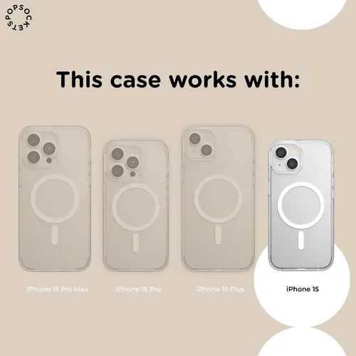 Vista 5 de PopSockets Funda para iPhone 15 con agarre para teléfono y deslizador compatible con MagSafe, Funda para iPhone 15, Compatible con carga inalámbrica