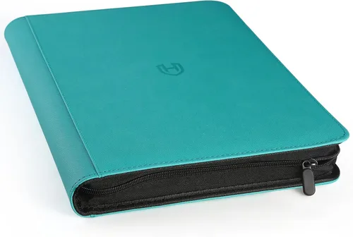Vista 22 de Carpeta de tarjetas de 4 bolsillos con cremallera, 288 bolsillos para tarjetas comerciales Premium PU Cover, Side Loading, Ringless Card Binder