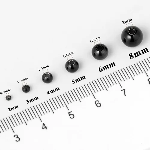 Vista 2 de [2 MM/280 piezas] Cuentas de acero inoxidable negras redondas de metal espaciador a granel para hacer joyas DIY, collar, pulsera Jewelry Beads for