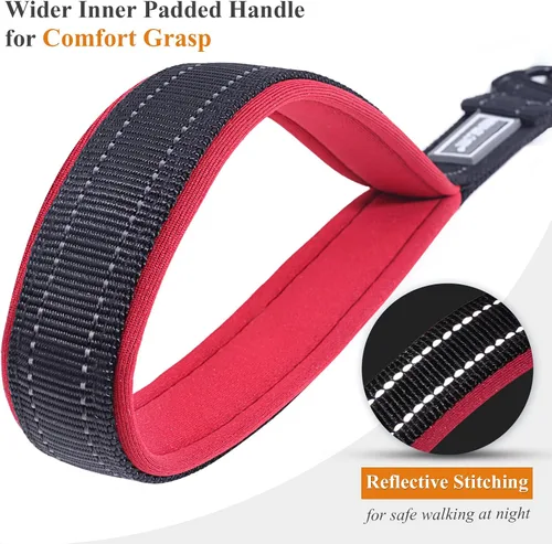 Vista 3 de VIVAGLORY Toughbite - Correa para perro a prueba de mordeduras, no masticable, con mango de tráfico y doble asa para entrenamiento y caminar, metal