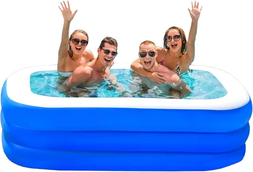 Vista 11 de Piscina, 59 x 43 x 19.5 pulgadas, piscina inflable familiar rectangular para niños pequeños que juegan, piscina de pelotas, fácil de instalar sobre