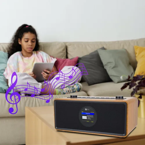 Vista 8 de Ocean Digital WR-860 FM Radio de Internet Wi-Fi con altavoces estéreo, reloj despertador, temporizador de sueño, salida de línea, entrada auxiliar