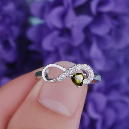 Vista 73 de Anillo Jo Wisdomo de compromiso. de plata esterlina, con corazón e infinito, anillo de amistad, para ella