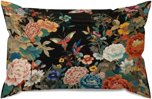 Vista 73 de ArogGeld Funda de almohada blanca con flores chinoiserie, funda de almohada para sofá, diseño floral verde y blanco, funda de almohada de lino A-12